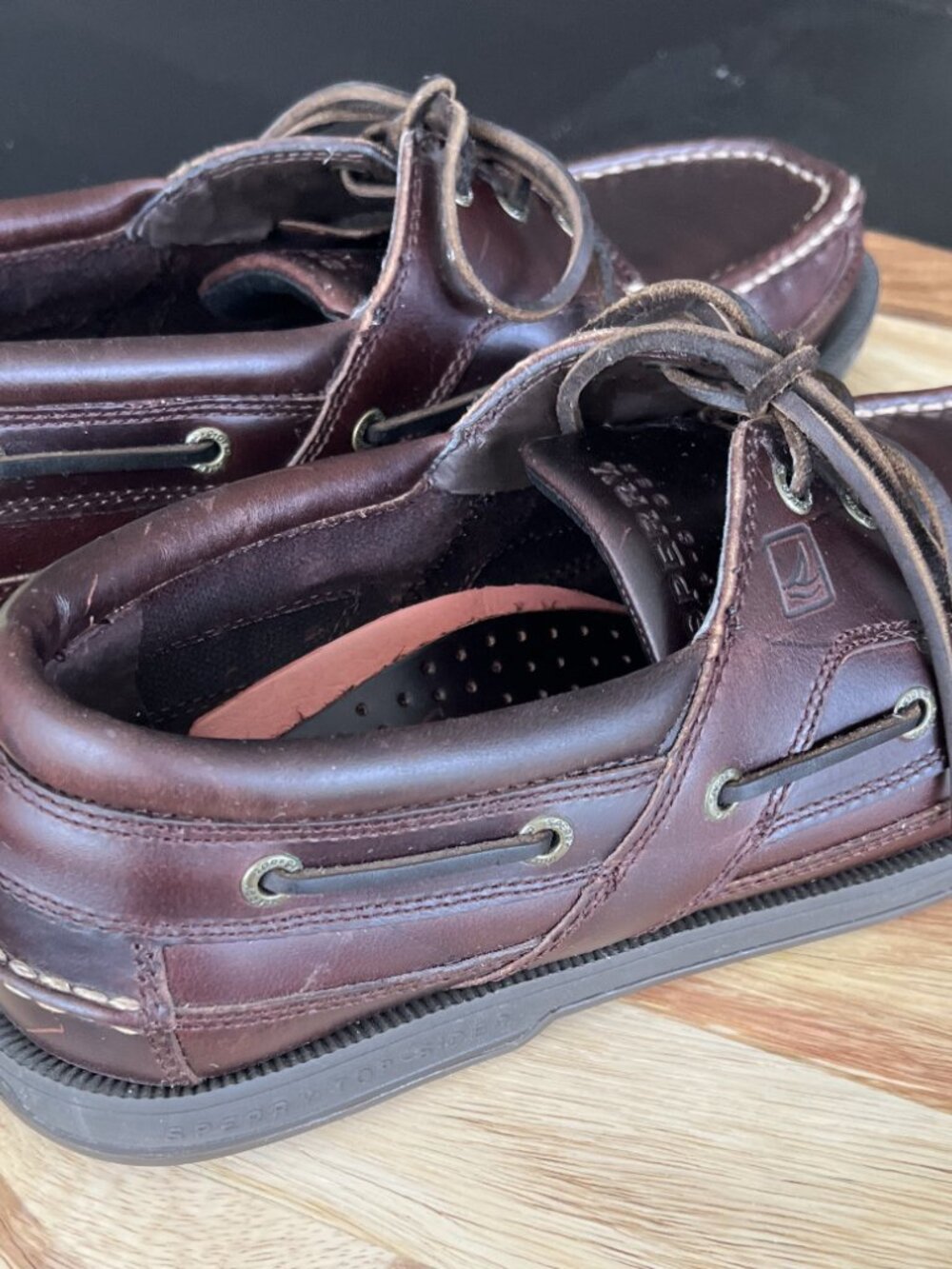 Sperry Top‑Sider Leather Boat Shoes Men’s 12M Brown/Oxblood 2‑Eye Deck Moc